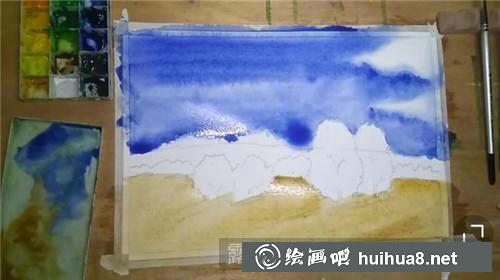 胡楊林水彩畫