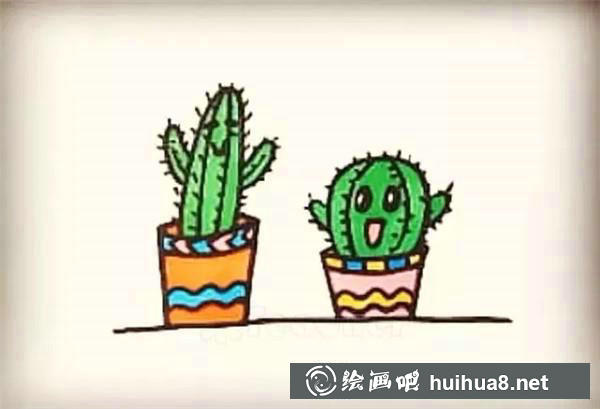 仙人掌簡(jiǎn)筆畫(huà)教程