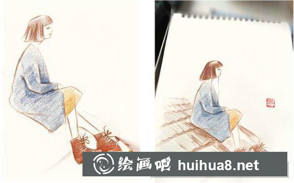 屋頂女孩插畫教程