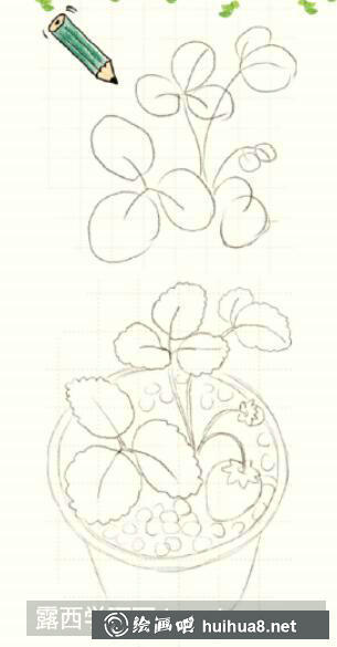 怎么畫(huà)草莓盆栽