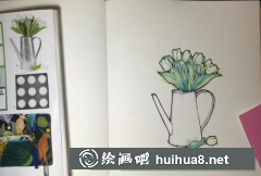 手繪插畫教程小清新花瓶畫法
