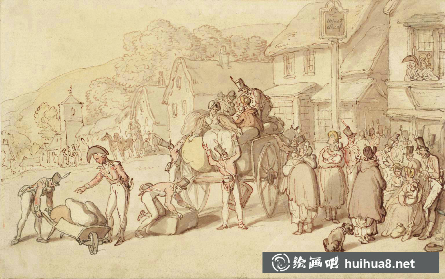 Departure from the Wheatsheaf null by Thomas Rowlandson 1756-1827