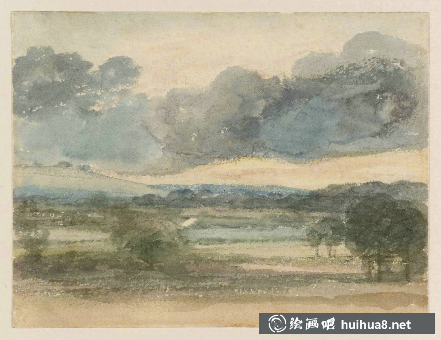 早期英國(guó)風(fēng)景畫(huà)家約翰·康斯特勃水彩畫(huà)手稿
