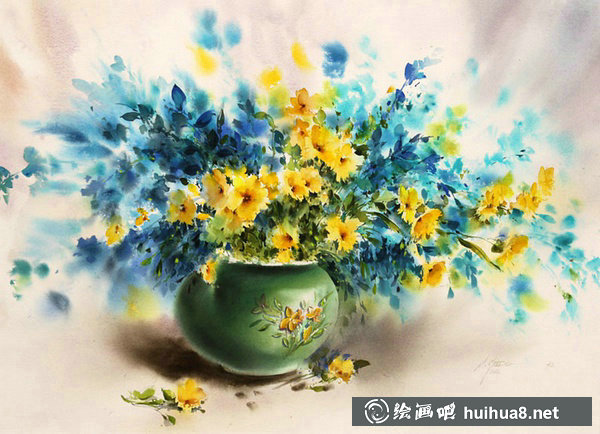 Mohammad Yazdchi的唯美靜物花卉水彩手繪
