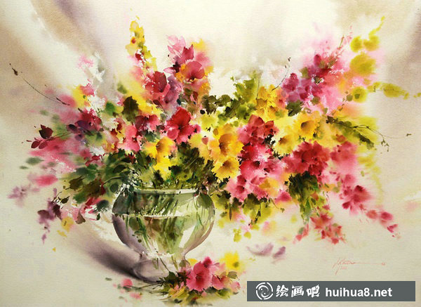 Mohammad Yazdchi的唯美靜物花卉水彩手繪