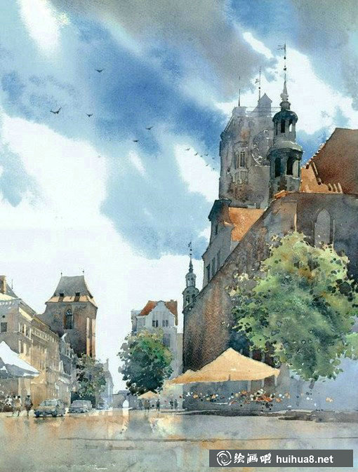 波蘭畫家Michal Suffczynski的歐洲建筑風景水彩