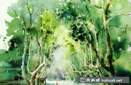 水彩畫入門教程：斜線平行構(gòu)圖示例