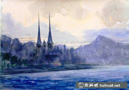 水彩畫入門教程：菱形構(gòu)圖示例