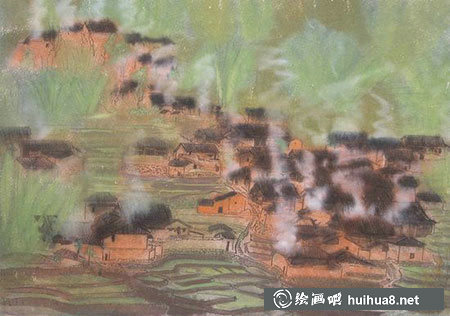 水彩畫入門教程：X字形構(gòu)圖示例