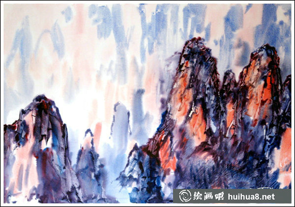 嚴(yán)德泰山水風(fēng)景畫水彩作品欣賞