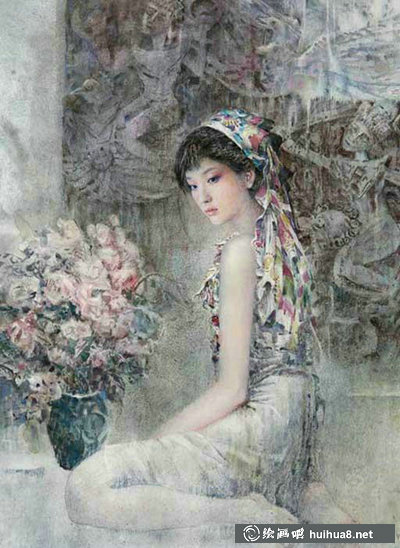 陳崇平民族風少女人物唯美水彩作品