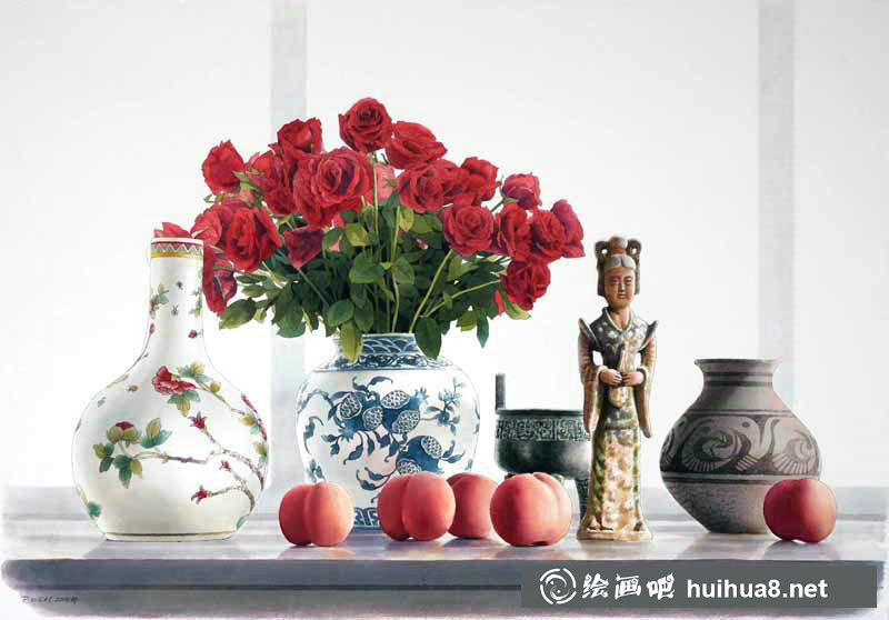 龐恩昌靜物果蔬鋼筆水彩畫(huà)作品