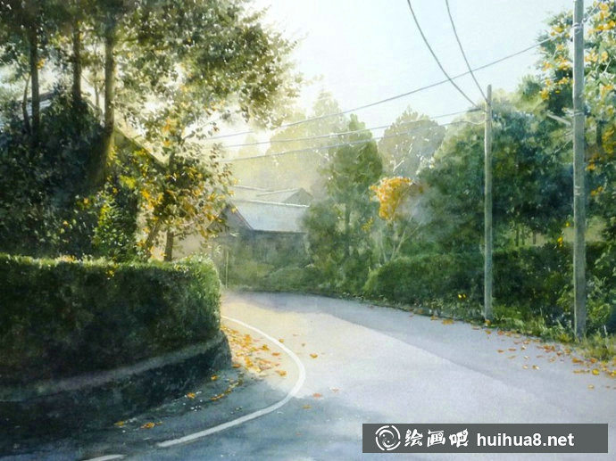 日本阿部智幸風(fēng)景水彩畫作品