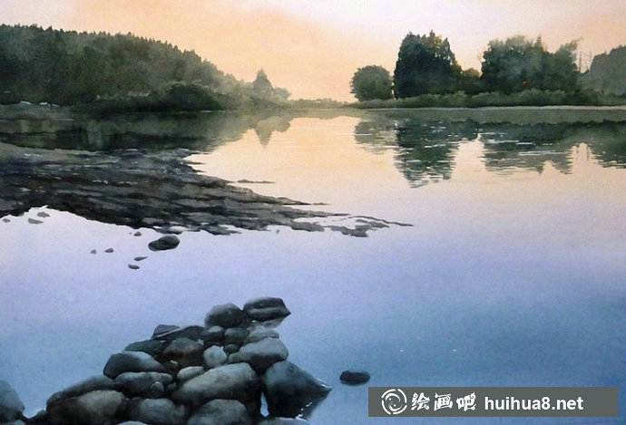 日本阿部智幸風(fēng)景水彩畫作品