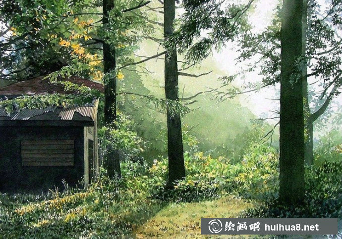 日本阿部智幸風(fēng)景水彩畫作品