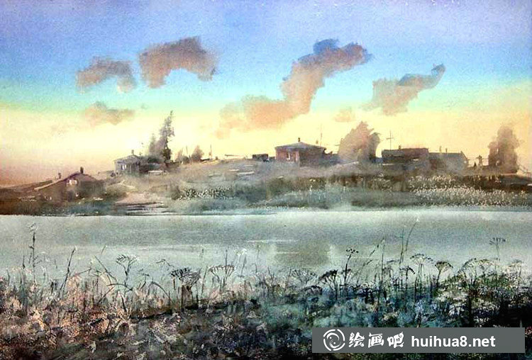 俄羅斯Sergei Temerev的郊外風(fēng)景水彩畫