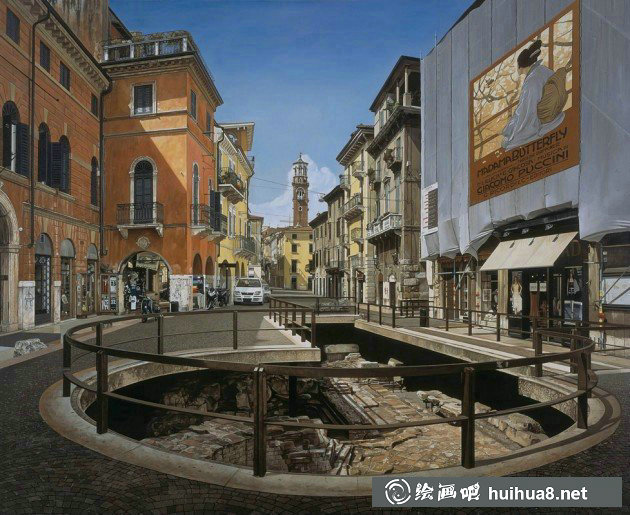 美國Nathan Walsh超寫實城市建筑風景水彩畫