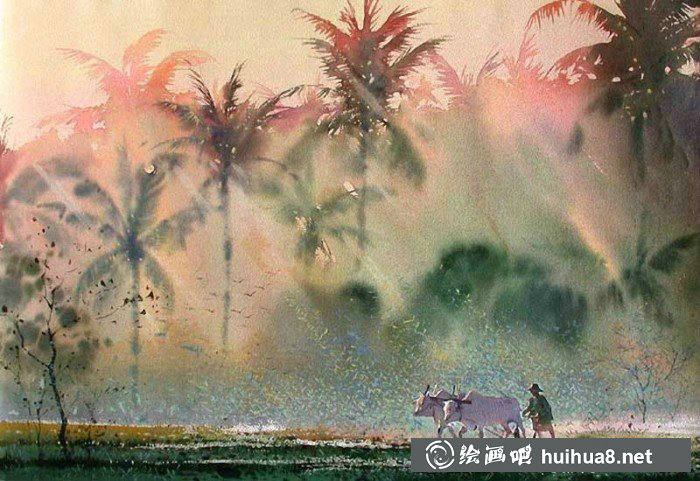 緬甸畫家Myoe Win Aung水彩畫作品欣賞