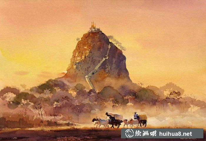 緬甸畫家Myoe Win Aung水彩畫作品欣賞