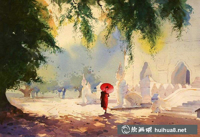 緬甸畫家Myoe Win Aung水彩畫作品欣賞