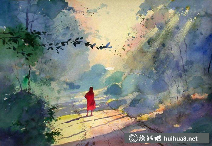 緬甸畫家Myoe Win Aung水彩畫作品欣賞