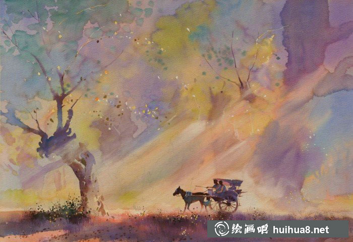 緬甸畫家Myoe Win Aung水彩畫作品欣賞