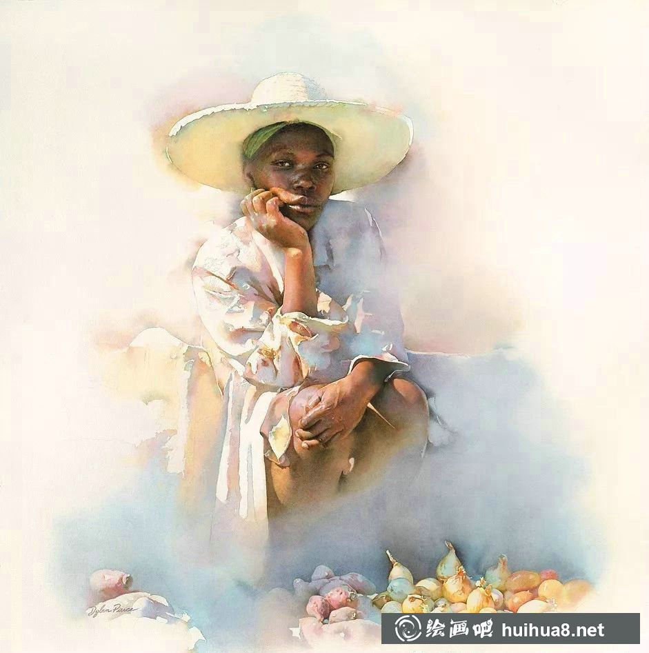 美國(guó)迪倫-斯科特.皮爾斯的非洲人物肖像水彩畫