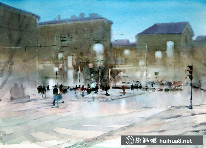 俄羅斯畫(huà)家Sergei Temerev都市景觀水彩畫(huà)