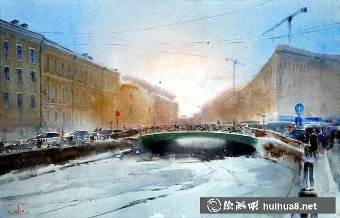 俄羅斯畫(huà)家Sergei Temerev都市景觀水彩畫(huà)