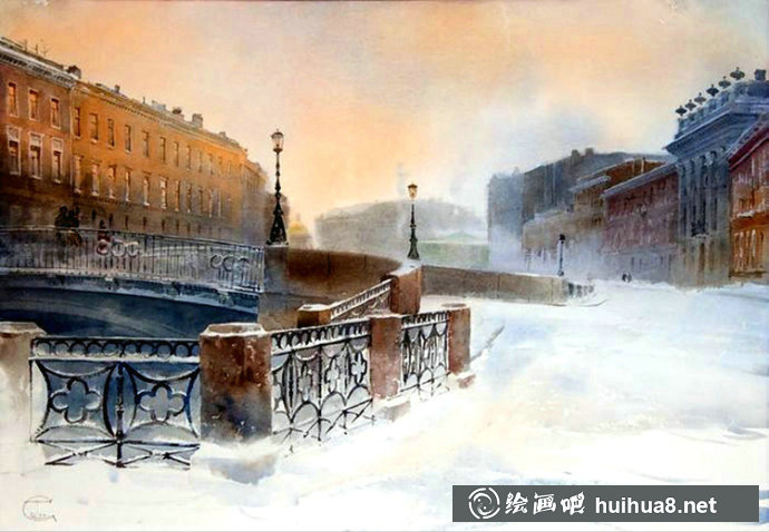俄羅斯畫(huà)家Sergei Temerev都市景觀水彩畫(huà)