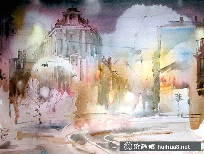 俄羅斯畫(huà)家Sergei Temerev都市景觀水彩畫(huà)