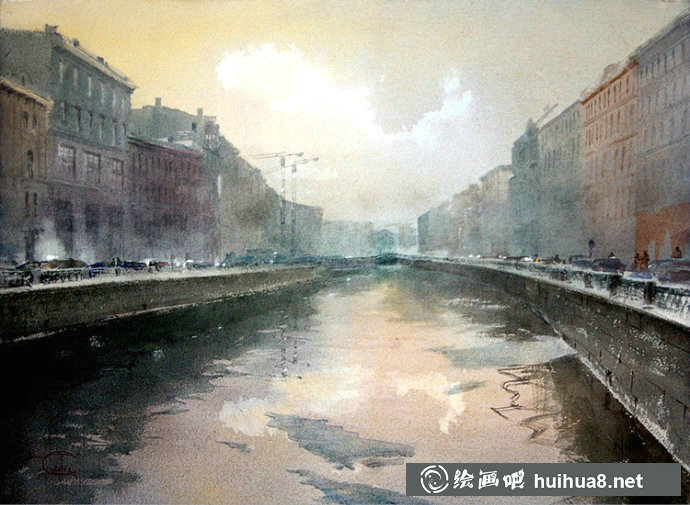 俄羅斯畫(huà)家Sergei Temerev都市景觀水彩畫(huà)