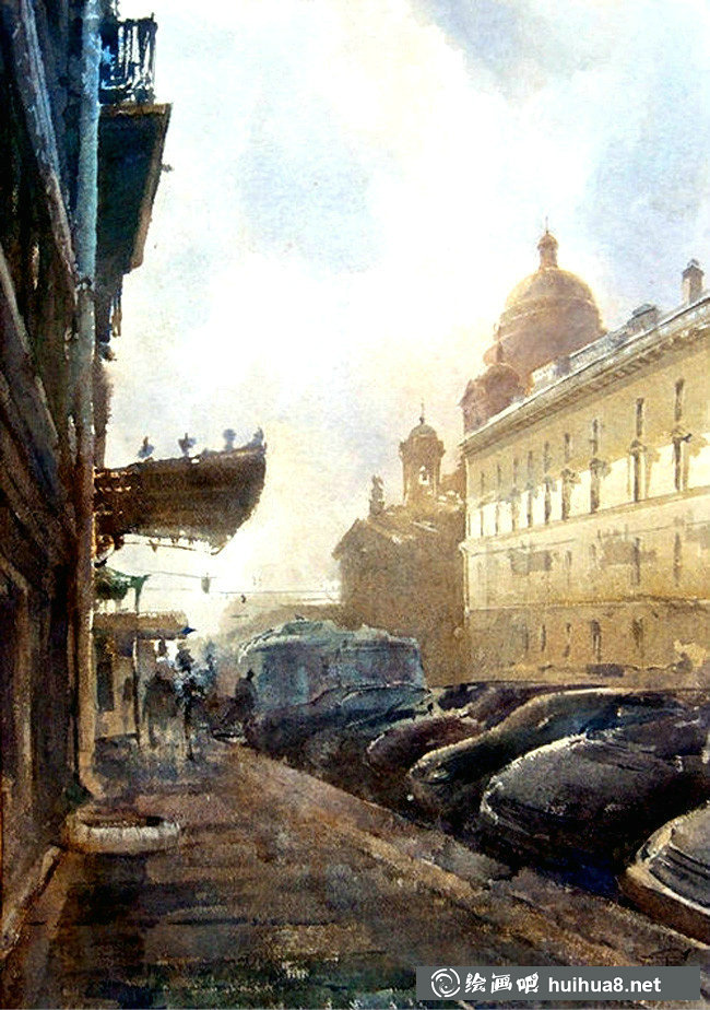 俄羅斯畫(huà)家Sergei Temerev都市景觀水彩畫(huà)