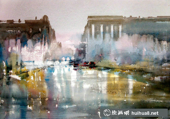 俄羅斯畫(huà)家Sergei Temerev都市景觀水彩畫(huà)