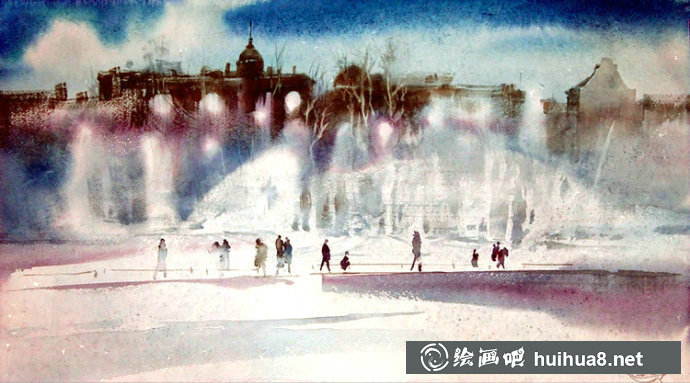 俄羅斯畫(huà)家Sergei Temerev都市景觀水彩畫(huà)