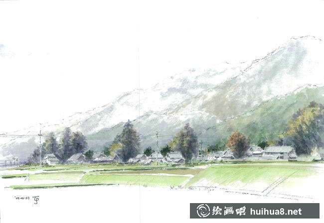 日本畫(huà)家坂田融水彩畫(huà)作品