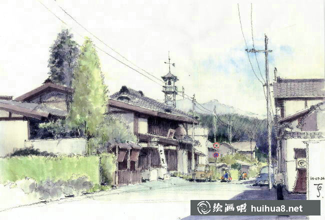日本畫(huà)家坂田融水彩畫(huà)作品