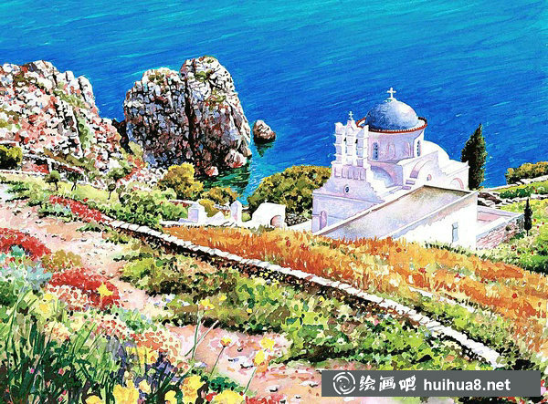 Pantelis Zografos水彩筆下的希臘愛琴海