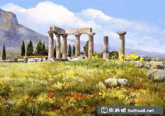 Pantelis Zografos水彩希臘愛琴海