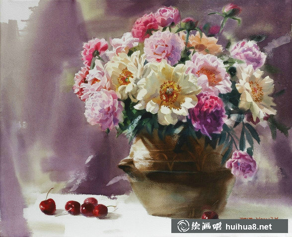 韓國Yang Won Hui水彩花卉作品