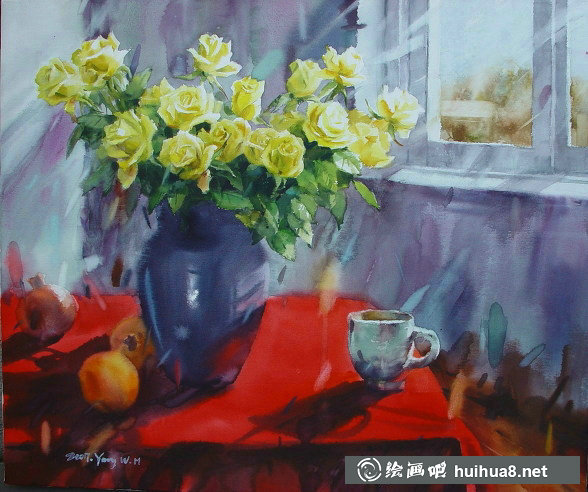 韓國Yang Won Hui水彩花卉作品