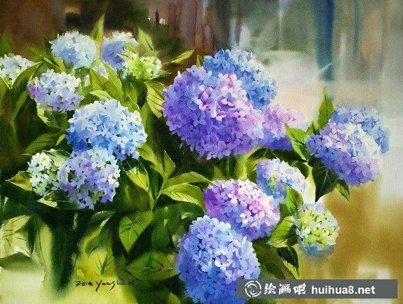 韓國Yang Won Hui水彩花卉作品