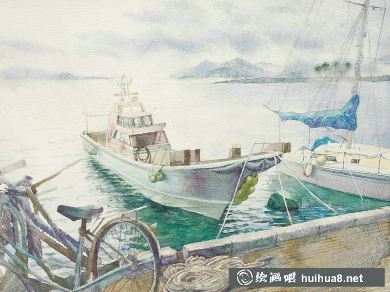 星野木綿的山間花草水彩畫