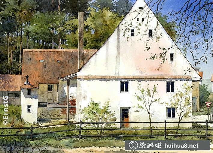 Ernst Grillhiesl建筑風(fēng)景水彩畫