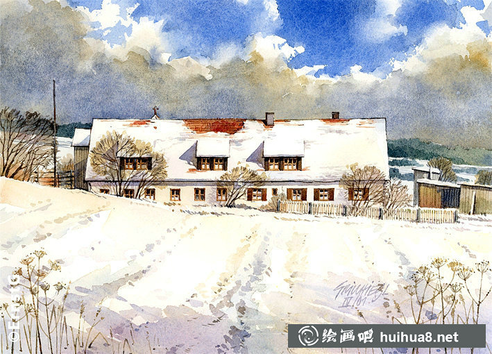 Ernst Grillhiesl建筑風(fēng)景水彩畫