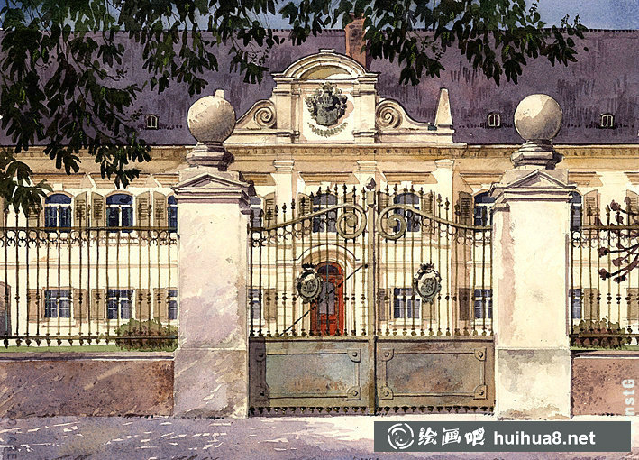 Ernst Grillhiesl建筑風(fēng)景水彩畫