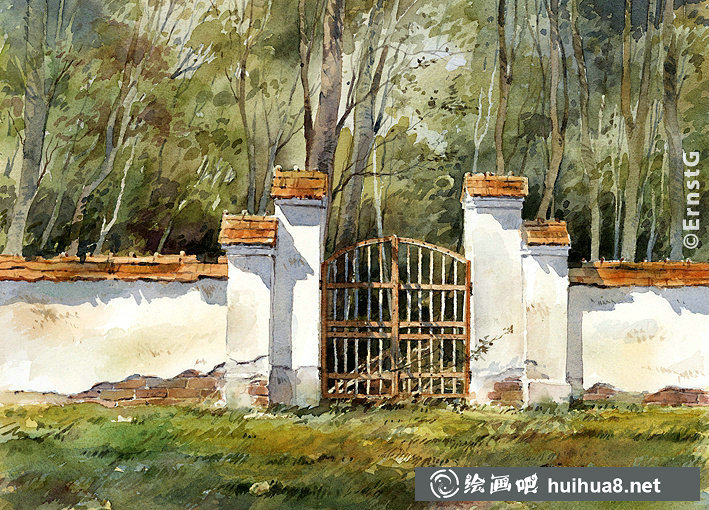 Ernst Grillhiesl建筑風(fēng)景水彩畫