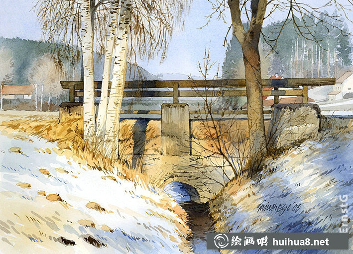 Ernst Grillhiesl建筑風(fēng)景水彩畫