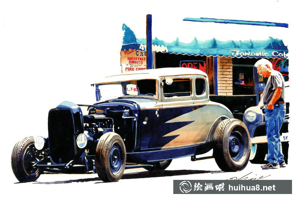 中沢ヨシオ的水彩畫下的機(jī)車