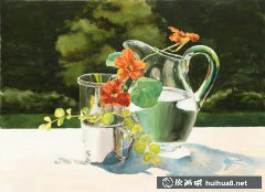 Delphine Poussot玻璃瓶水彩畫藝術(shù)